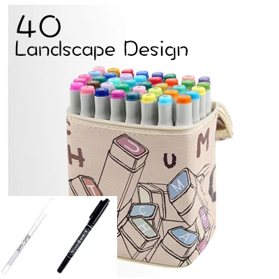 40Landscape Design Touchmark 30/40/60 Цвет Dual Head набор маркеров для живописи алкоголя эскиз Маркеры Ручка для искусства раскрашивания манга дизайн Art Поставщик кисти - Цвет: 40Landscape Design