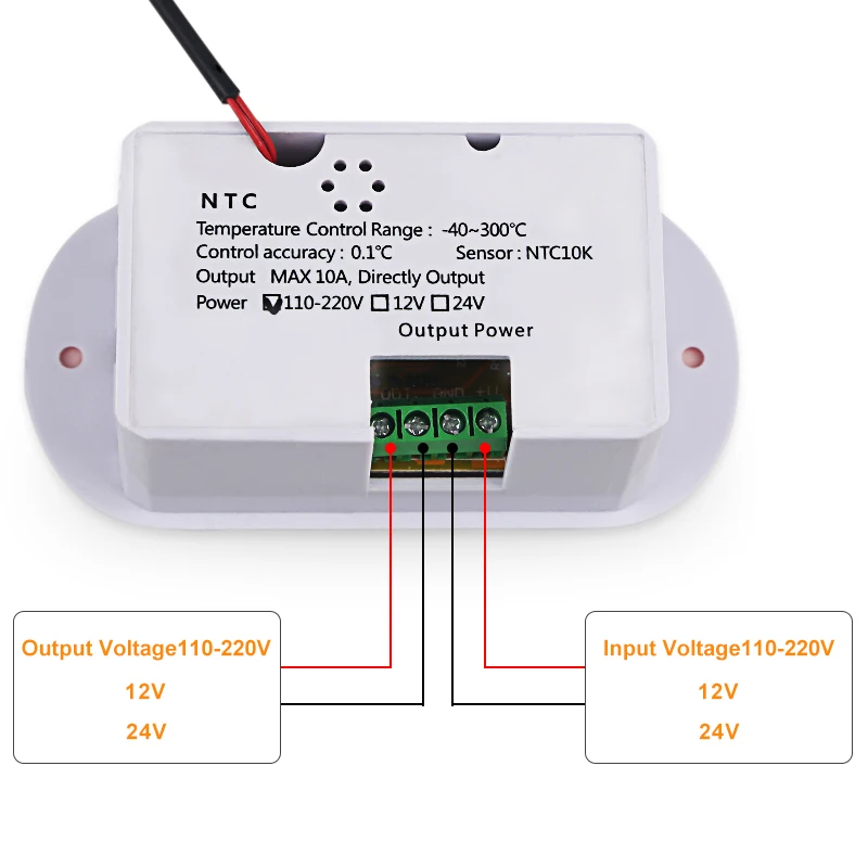 W3012 DC 12 V 110 V-220 V AC цифровой регулятор температуры светодиодный дисплей термостата с нагревательным охлаждением
