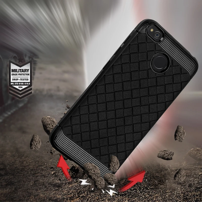 Redmi 4X Weave Pattern Shockproof Case for Xiaomi 4x Soft Cover Fundas Xiomi Note 4 16 32 64 GB Coque |
