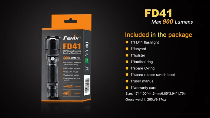 Новинка 2016 фонарик Fenix FD41 Cree XP L HI светодиодный 900 люмен оригинальный