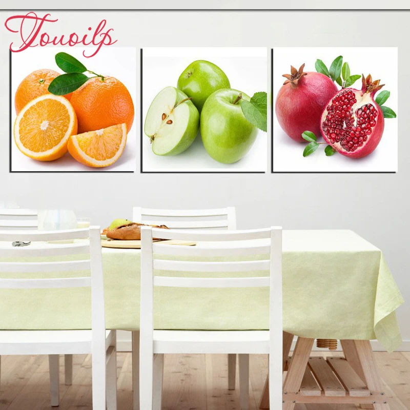 3 шт. Фрукты Кухня алмазов картина камни в форме ромба и круглыми стразами