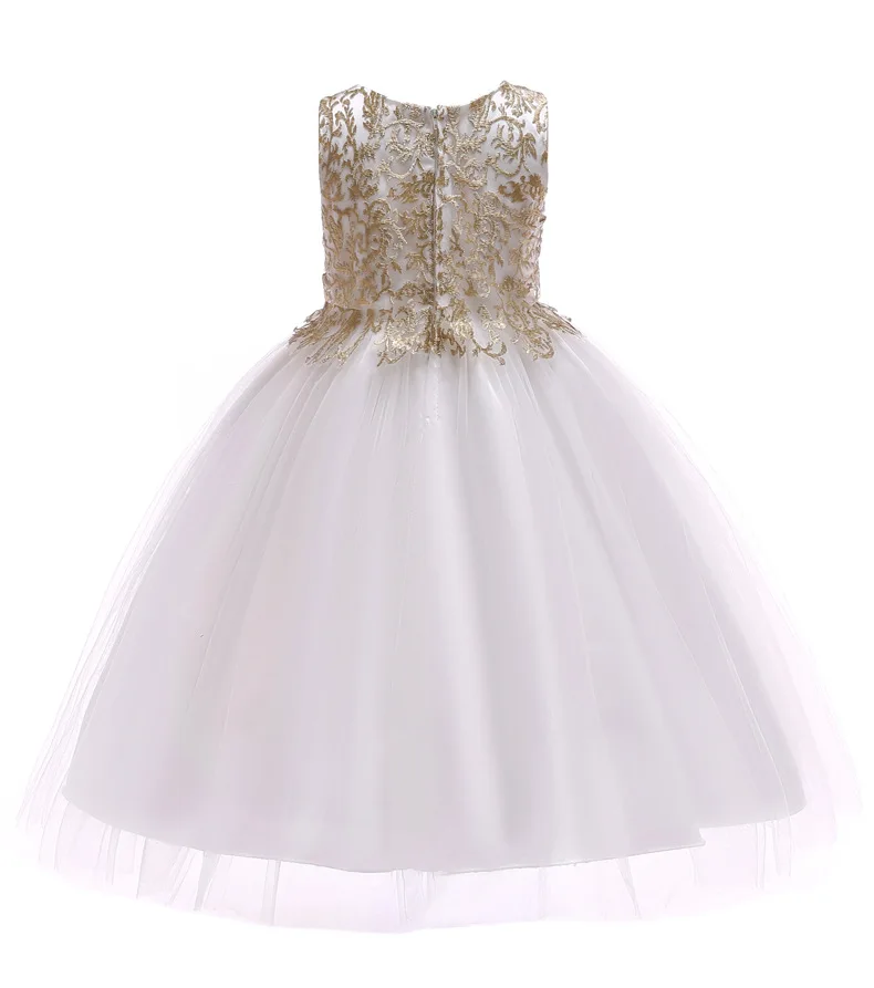 High quality New Year kids Christmas dress children's girls embroidery gold silver lace high-end baby princess | Детская одежда и