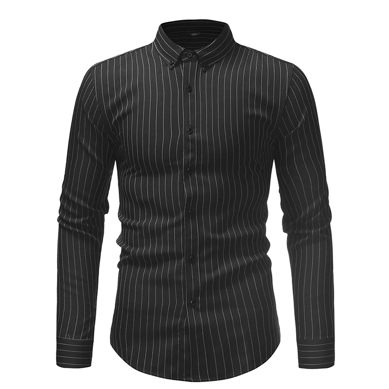 Мужская рубашка в полоску с длинным рукавом деловая Повседневная MQ38 осень