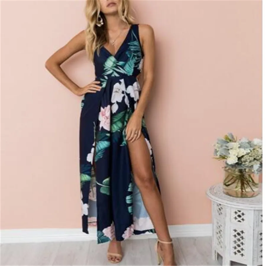 Женский летний бандажный комбинезон Boho с высокой талией цветочным принтом
