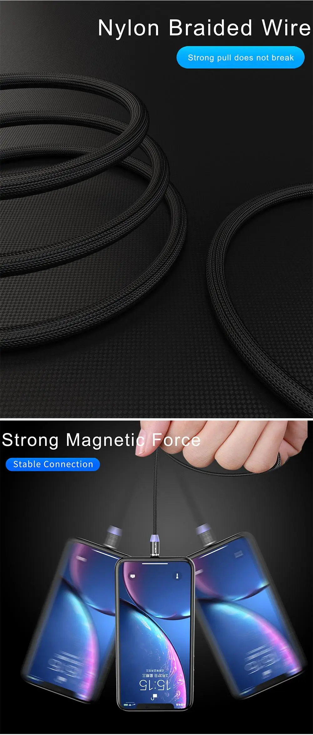 KEYSION type-C светодиодный магнитный кабель для Xiaomi mi 9T Pro mi 9 SE Red mi K20 Note 7 Pro 1m 2m 2A кабель для быстрой зарядки type-C для Poco F1