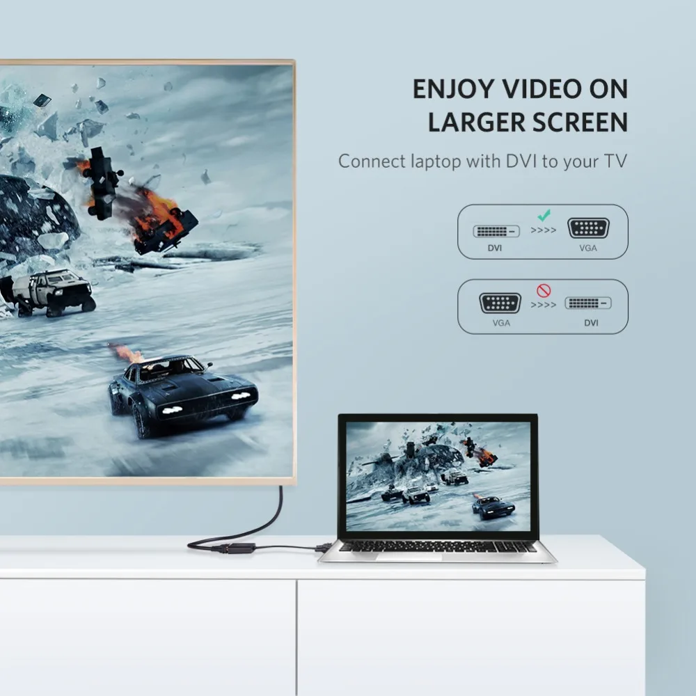 Ugreen Full HD 1080P DVI DVI-D 24+ 1 к VGA HDTV адаптер конвертер Мужской к VGA Женский монитор кабель для ПК ноутбук HDTV черный
