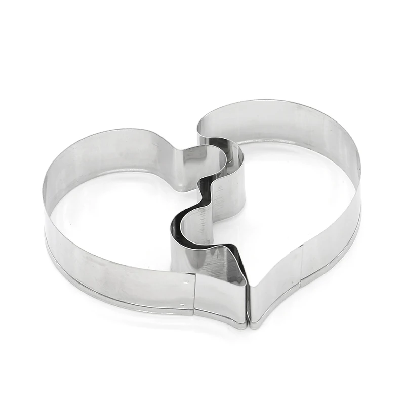 2 Pcs/Set Stainless Steel Left Right Love Heart Puzzle Shape DIY Cookie Biscuit Mould Cutter Baking Decorating Tools | Дом и сад