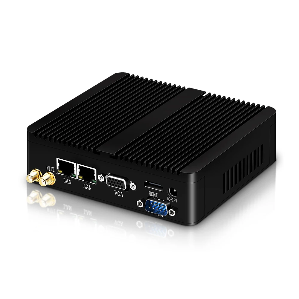 Безвентиляторный мини-ПК Pentium J2900 Dual LAN 2,41 ГГц четырехъядерный Windows 10 2* Gigabit Ethernet 2* COM Мини компьютер WiFi HDMI VGA