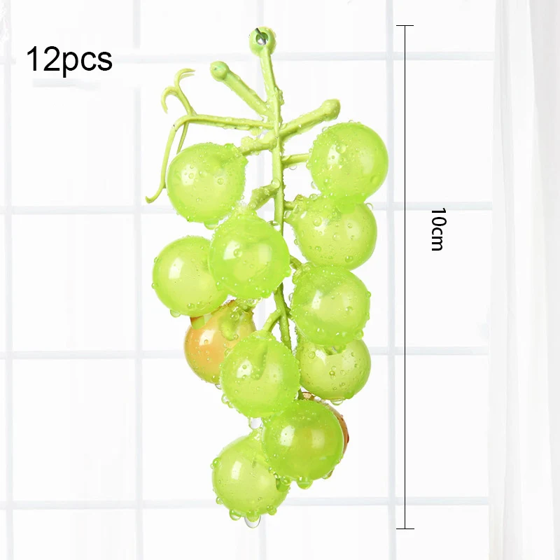 12pcs green 1 шт Искусственные Фрукты Пластиковые искусственные виноградные поддельные фрукты для дома украшение стола для вечеринки - Цвет: 12pcs green