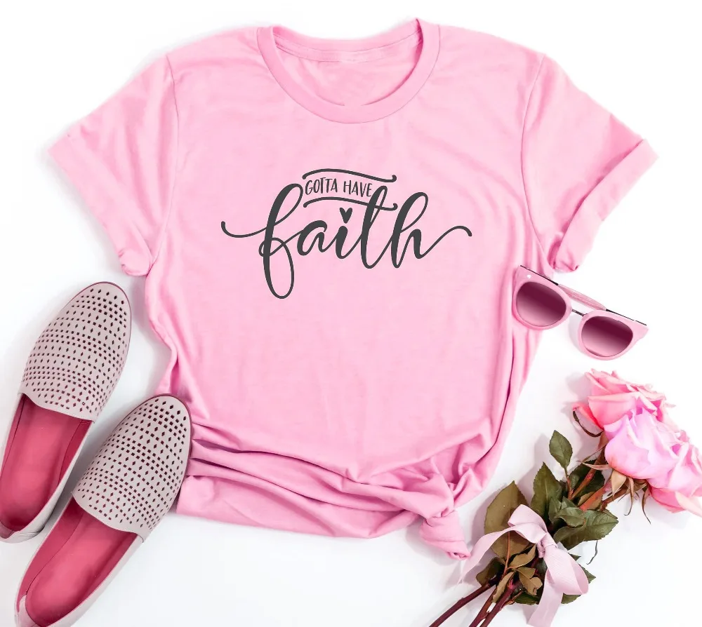 

Должен иметь веру благодарны Грейс христианской camiseta rosa feminina футболка с надписью Повседневный стиль для девочек вечерние эстетику Готичес...