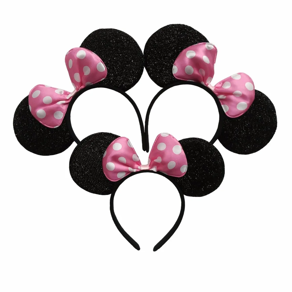 12 шт. аксессуары для волос Минни/уши Микки головной убор Однотонный черный и