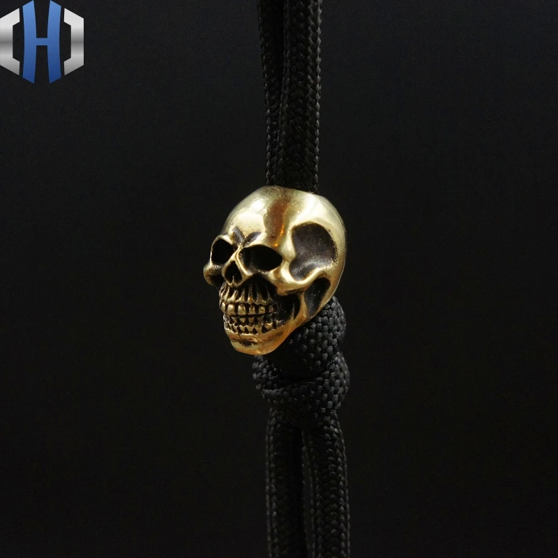 Подвеска EDC бусины Paracord латунь улыбка череп нож из чистой меди DIY фонарик падает