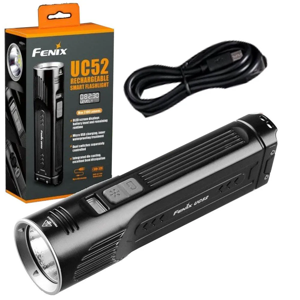 Fenix Новый UC52 Cree XHP70 светодиодный микро USB Перезаряжаемый Фонарик 3100 люмен