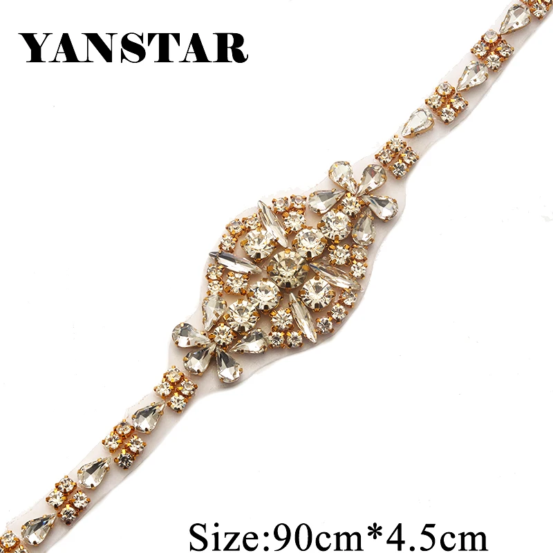 YANSTAR 10PCS Wholesale Bridal Gown Belts Rhinestone Appliques Sew On Sash Accessory YS895 | Дом и сад