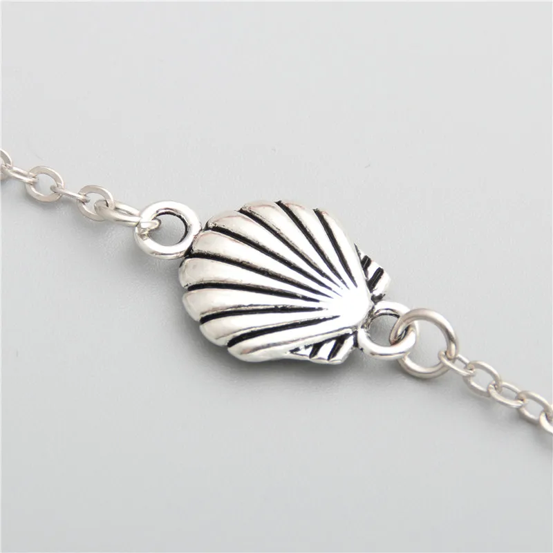 1 шт. серебряный цвет браслеты в виде раковины натуральная цепь с соединителем