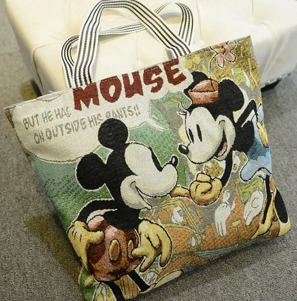 minnie mouse Новинка, Большая вместительная мультяшная сумка с Минни Маус дораэмоном медведем, женская сумка, подарок на день рождения, сумка для покупок - Цвет: minnie mouse