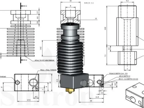 

[SINTRON] 3D Printer All Metal J-Head Bowden Hotend 0.4mm Brass Nozzle Compatible With E3D V6, Free Shipping