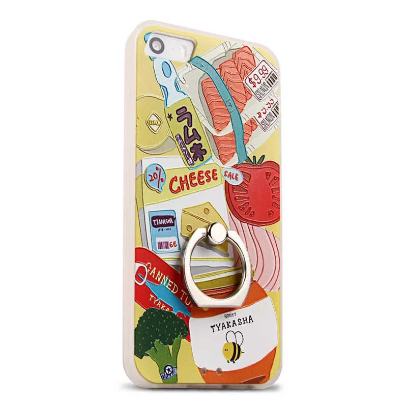 Для iphone 5 5S SE 3D узор Скульптура ТПУ Чехол чехол для Apple IPhone кольцо кронштейн