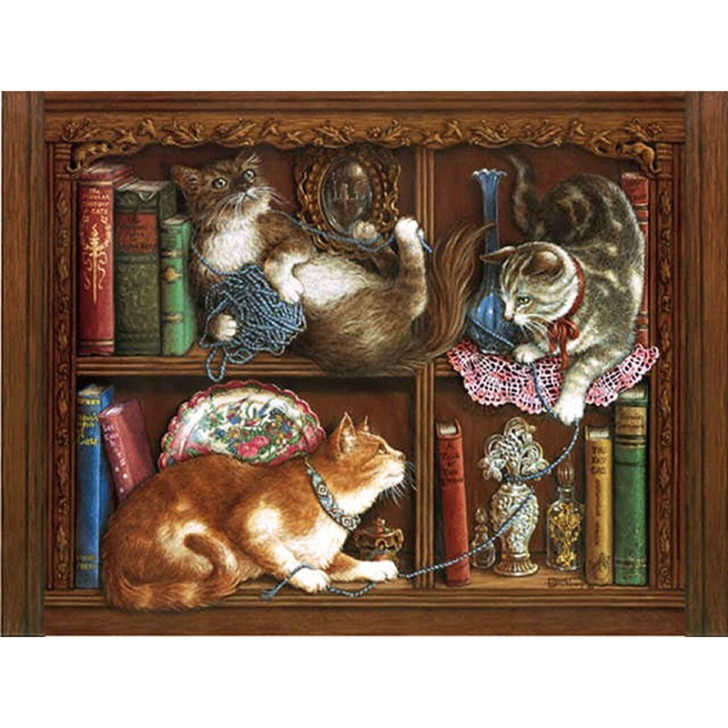 Алмазная живопись H1850 5d алмазная вышивка кошка-книжка | Дом и сад