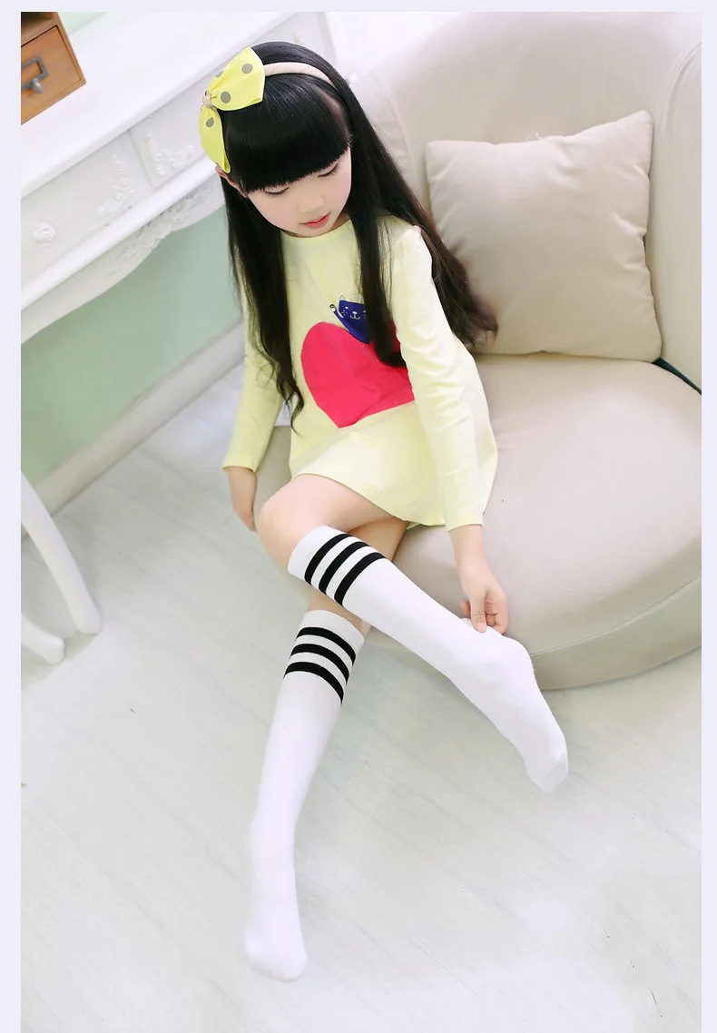 Осенние осенние белые носки для девочек Полосатые 3 пар/лот модные черные|girls striped