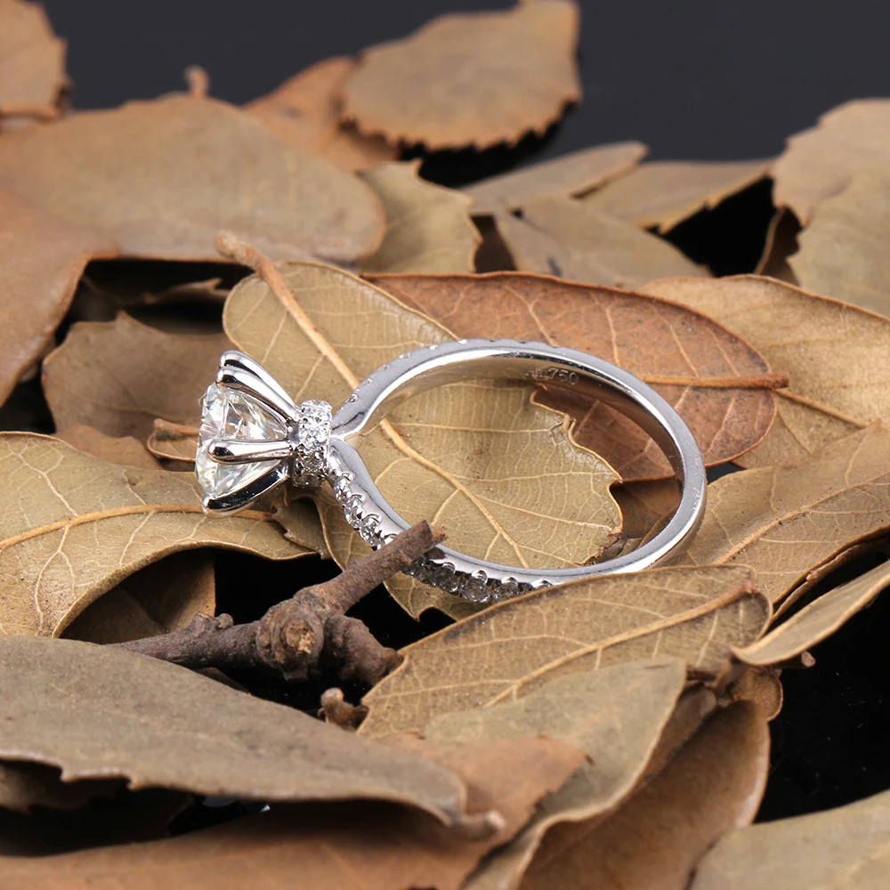 1,5 карат Solitare обручальное кольцо 14 к 585 Белое золото 7,5 мм F цвет Moissanite центральный камень с акцентами трансгем