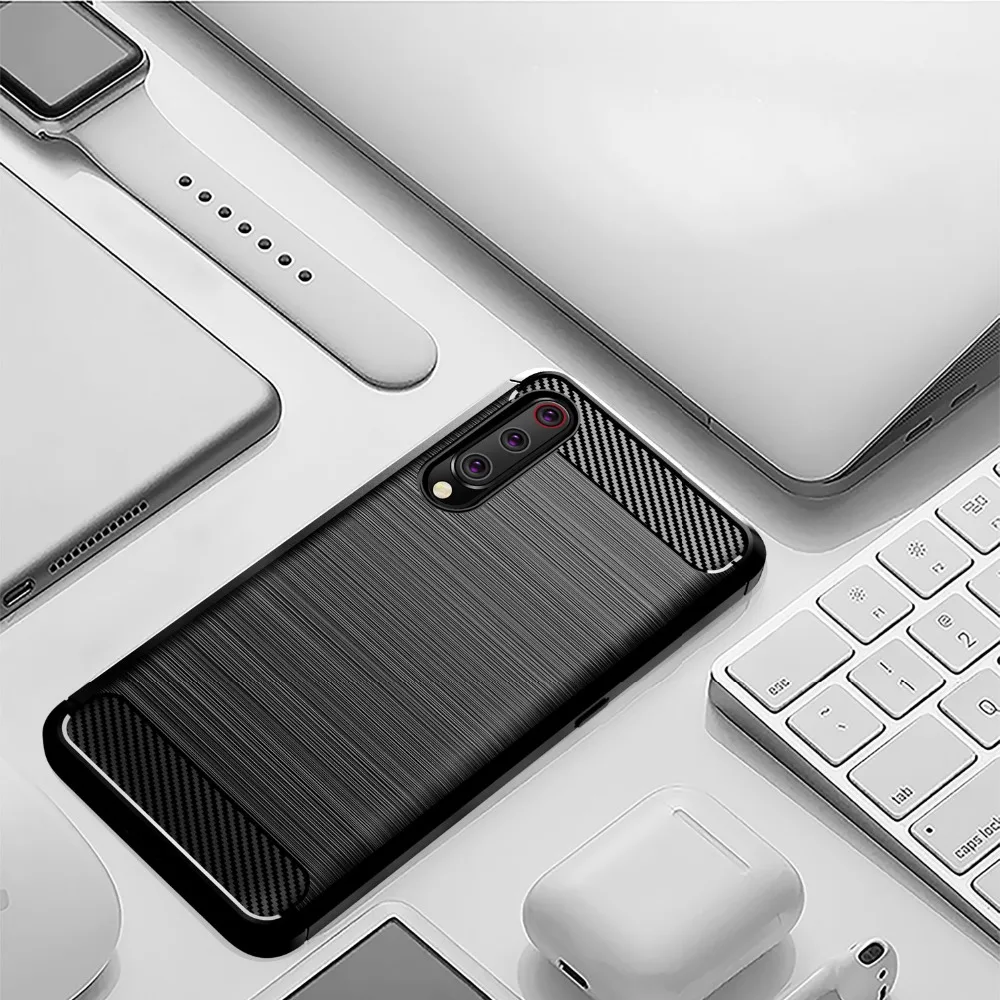 Carbon Fiber Texture Back Case For xiaomi mi 8 lite 9 CC9 Simple Brushed Silicone Cover mi8 SE Explorer Mi9 CC9E case |