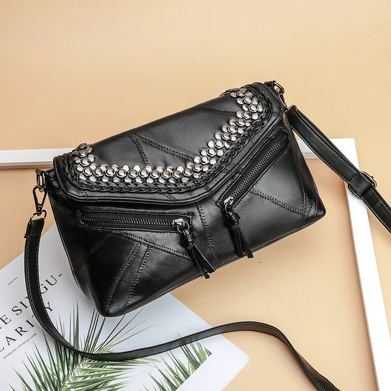 Сумка-мессенджер из натуральной кожи с блестками 2019 | Багаж и сумки