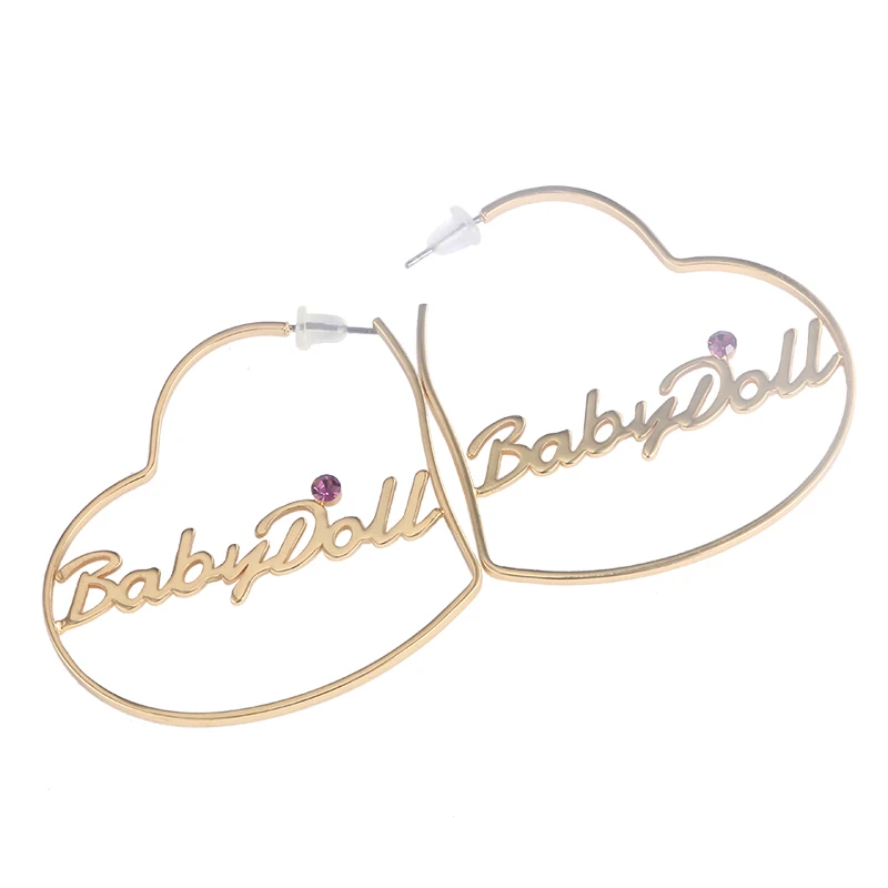 Женские серьги кольца в форме сердца Duoying стиле бохо с золотым именем и надписью