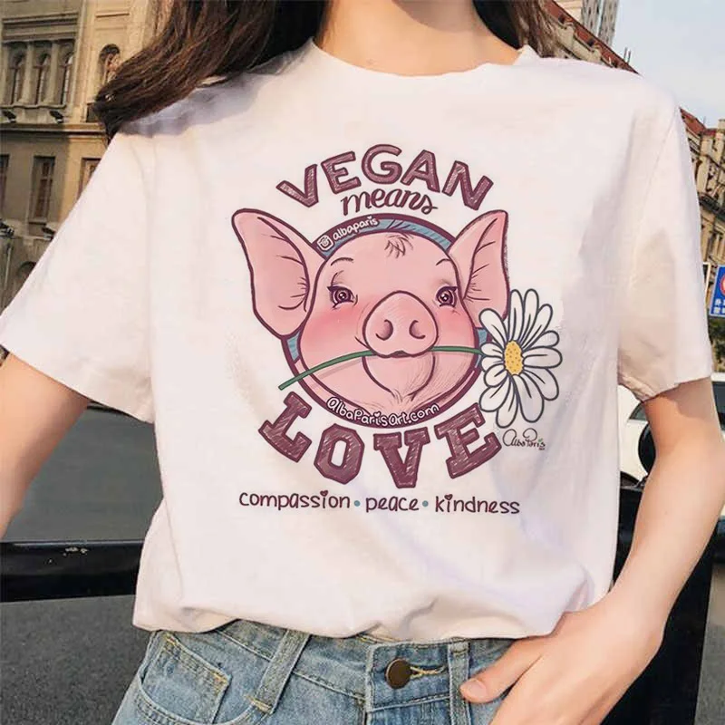 Vegan Harajuku, женская футболка, Ullzang Kawaii, милый летний женский топ с принтом в виде пчелы, 90 s, мультяшная футболка, модные футболки с графикой - Цвет: 4807