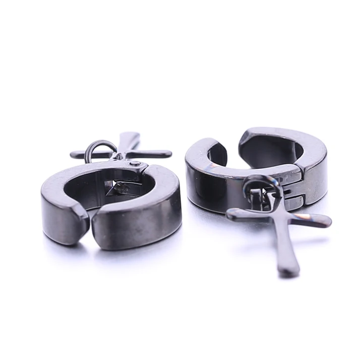 Black 1 Pair Серьги с крестом для мужчин унисекс модная Кафа для уха клипсы без пирсинга для женщин серьги манжеты без проколов без отверстия серьги 1 пара - Окраска металла: Black 1 Pair
