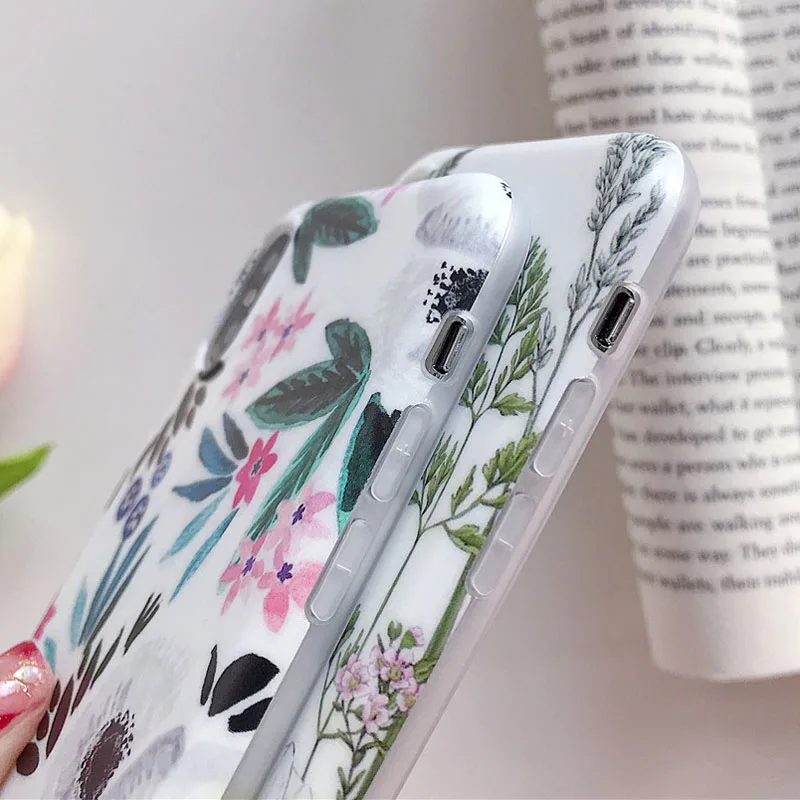 USLION цветок мягкий чехол для телефона для iPhone 11 Pro Max 8 6 7 Plus роза цветочные листья чехол для iPhone X XS Max XR ТПУ силиконовый чехол