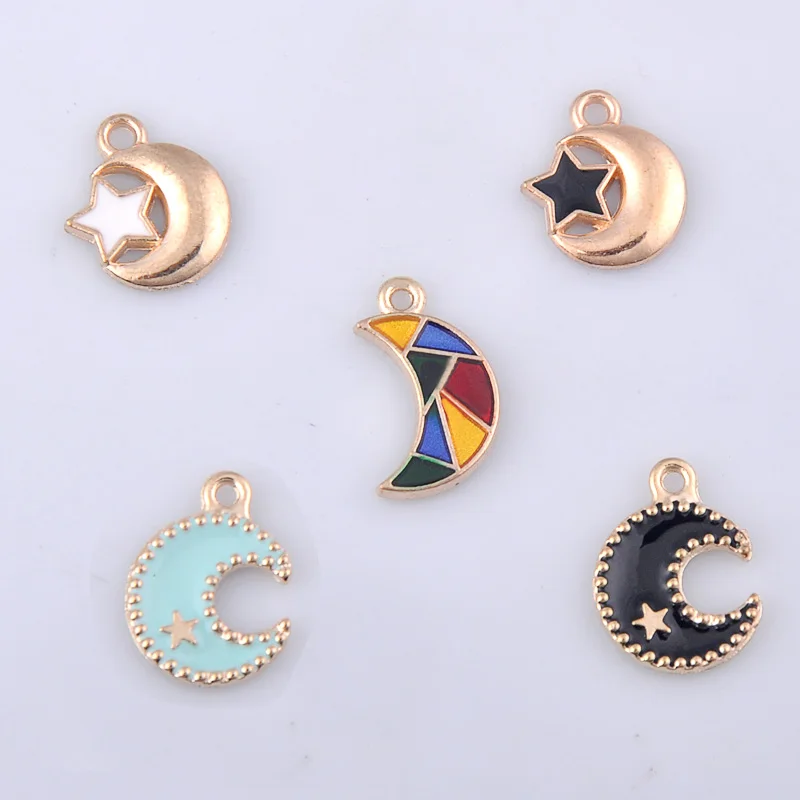 2018Popular new alloy dangle charms 10pcs New creative star moon pendants accessories enamel heart | Украшения и аксессуары