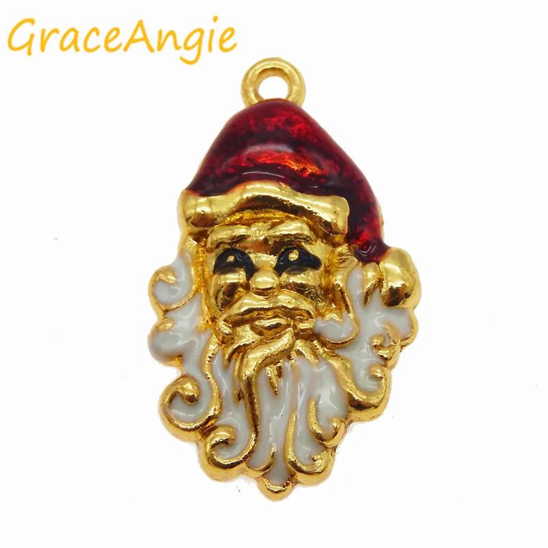 10 шт. эмалью Золотой Рождество деко Дед Мороз Талисманы Цепочки и ожерелья