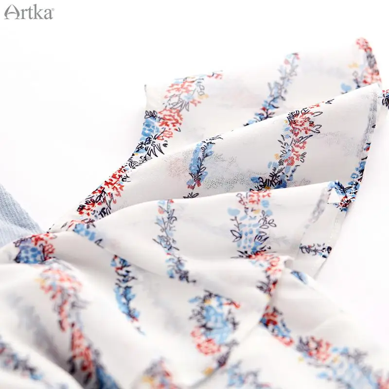 ARTKA, летнее Новое Женское платье, тонкая талия, большое, свободное, с открытыми плечами, бант, дизайн, романтичное женское платье в полоску LA11689X