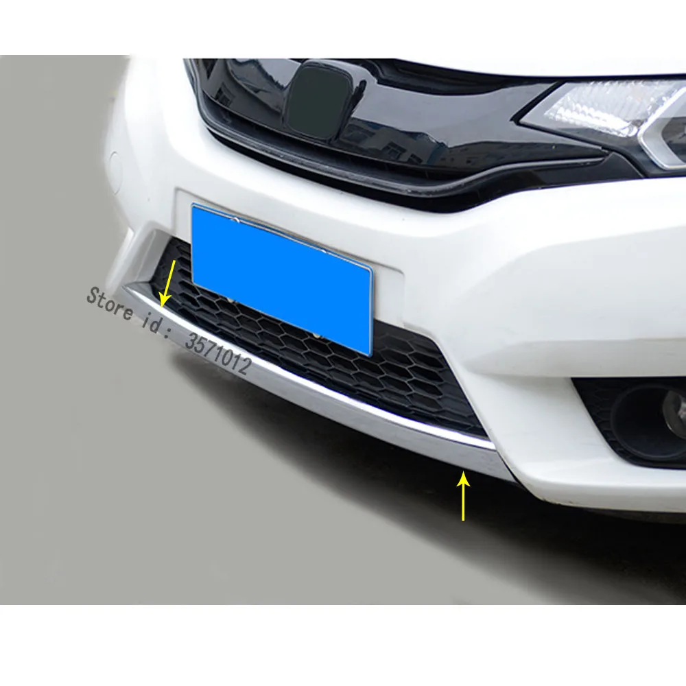 Для Honda Fit jazz стальная гарнитура для кузова бампер двигателя ABS Хромированная Отделка Передняя Нижняя решетка края 1 шт