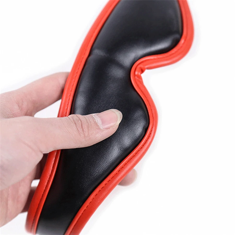 Черная/красная мягкая маска на глаза повязка кожаная накидка БДСМ бондаж