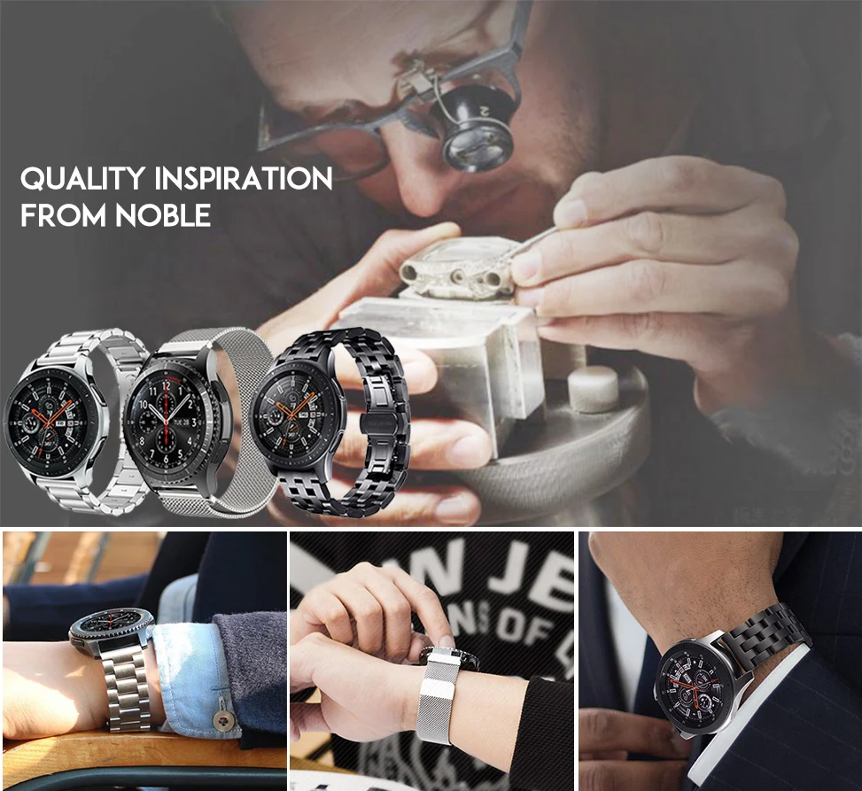 22 мм Универсальная Миланская петля для samsung gear S3 Classic/S3 Frontier/galaxy watch 46 мм регулируемый ремешок из нержавеющей стали
