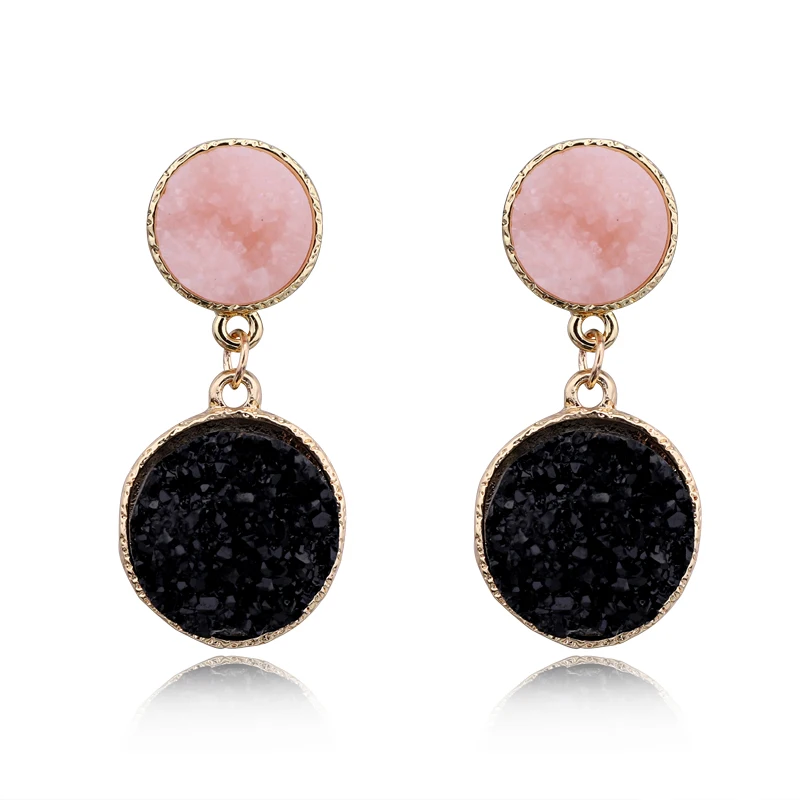 Dayoff геометрические круглые полимерные серьги подвески с камнем для женщин