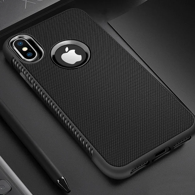 Черный Прочный чехол для iPhone X XR XS Max, силиконовый бампер, Матовые чехлы для iPhone 6S 6, 7, 8 Plus, 7 Plus, противоударный чехол - Цвет: Черный