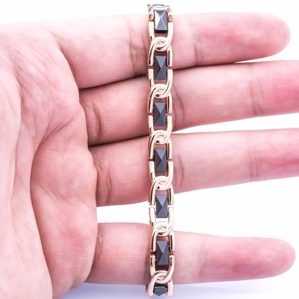 Hottime Health Care Ceramic Stainless Steel Chain Link Bracelet 13 PCS 99.9999% Pure Germanium Bracelets &amp Bangles |