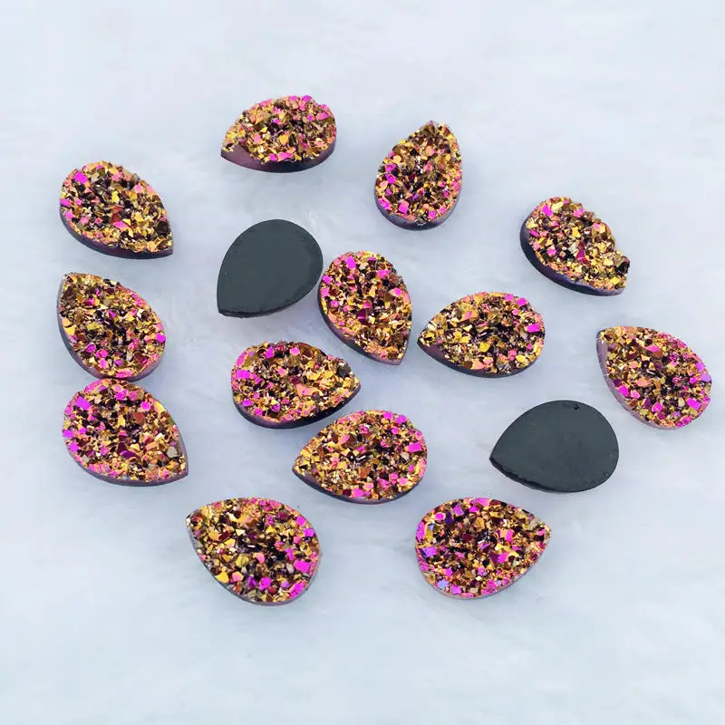 Glitter Rose Gold DIY Rhinestone buttons Water Drop 10*14mm Ore AB Resin Crystals Stones 50pcs/lot S33|Стразы| |