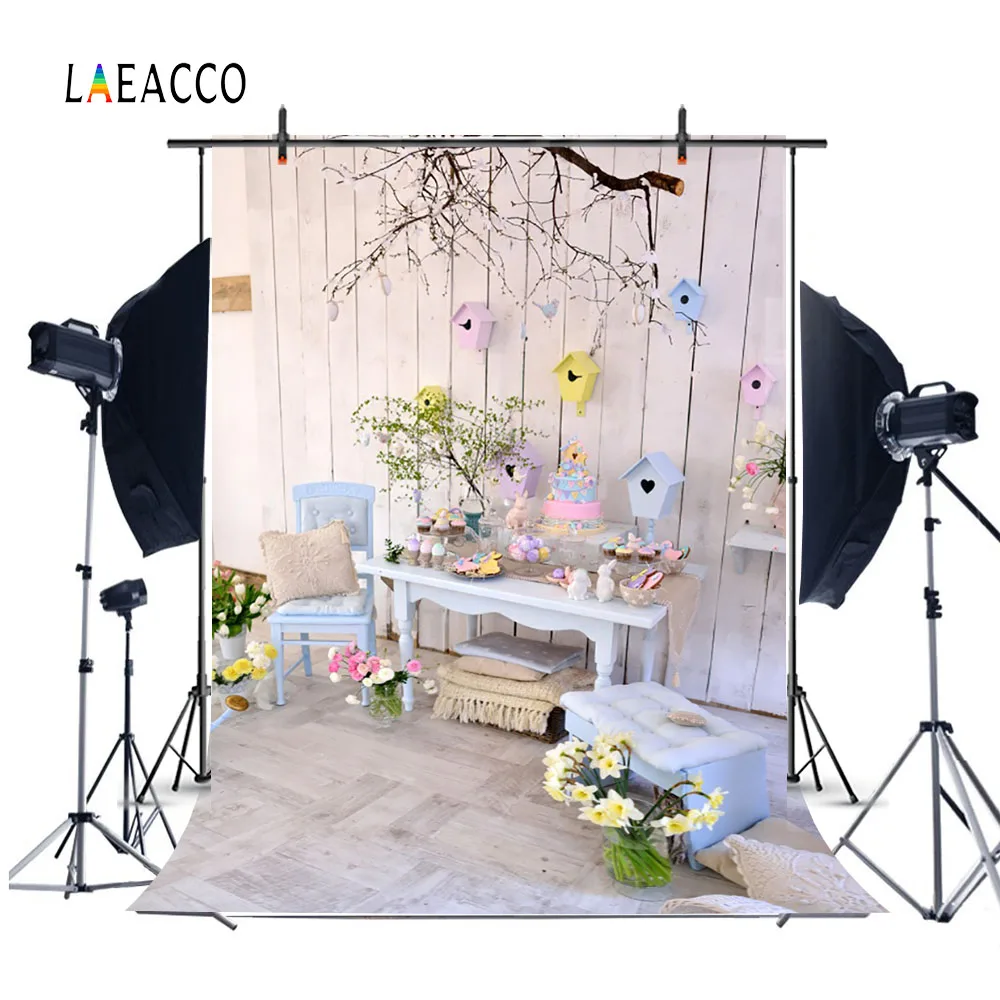 Фон Laeacco с изображением весенних пасхальных яиц деревянной стены интерьера для