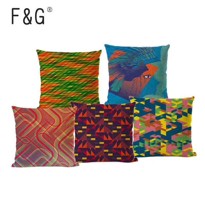 Чехол для подушки с геометрическим рисунком цветная наволочка из хлопка и