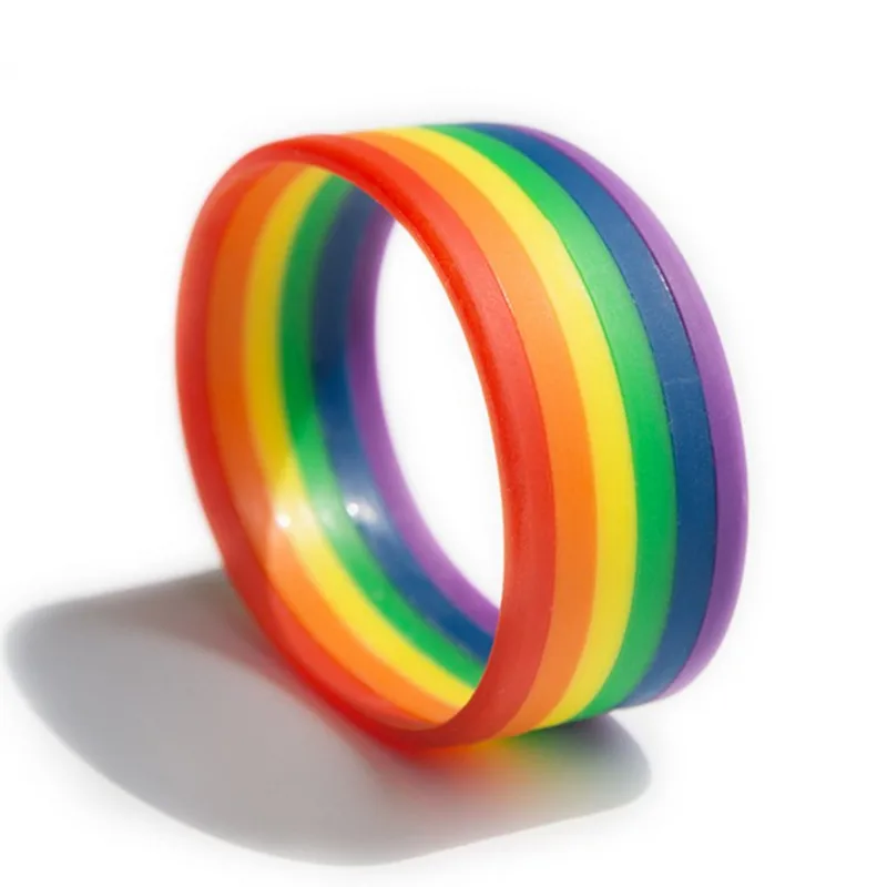 Valentine's Gifts Gussy Life 6 Layer Colours Jewelry Wide Rainbow Flag Pride LGBT Silicone Wristband Gay Lesbian Lovers Bracelet |