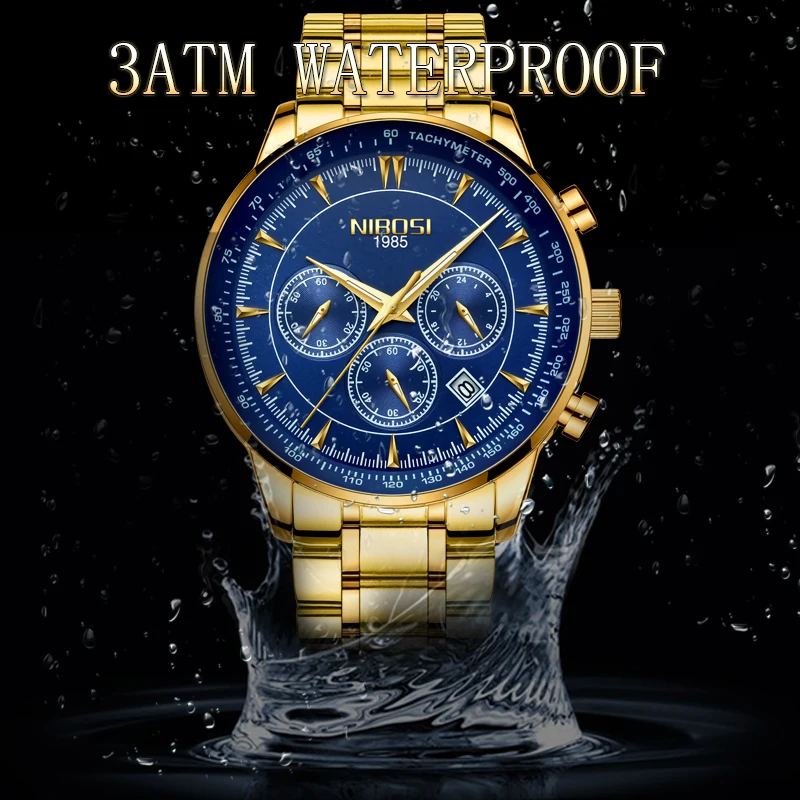 Мужские деловые часы NIBOSI люксовый бренд 2019 мужские с хронографом