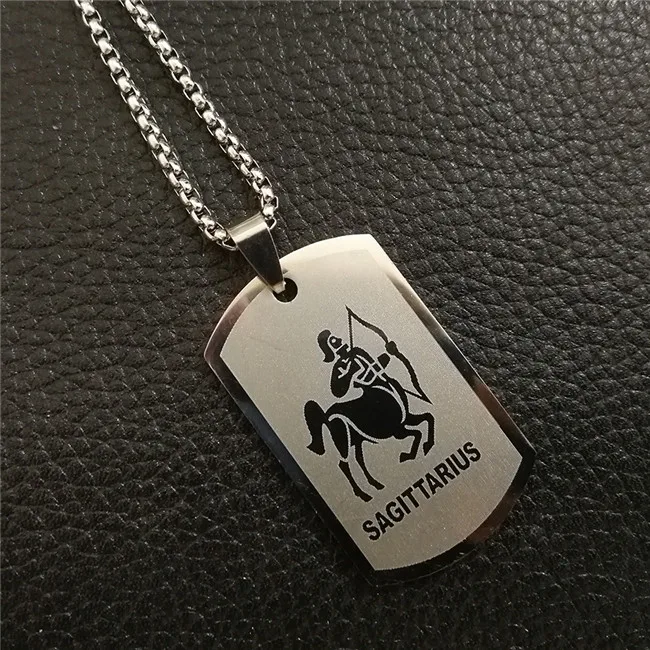 Sagittarius Silver Leo 12 созвездий ожерелье для мужчин/женщин подарки на день рождения Прямая поставка Нержавеющая сталь Золото скорпион кулон знак зодиака ювелирные изделия - Окраска металла: Sagittarius Silver