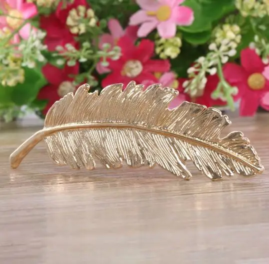 1 X Женская модная металлическая форма листа заколка для волос с кристаллами