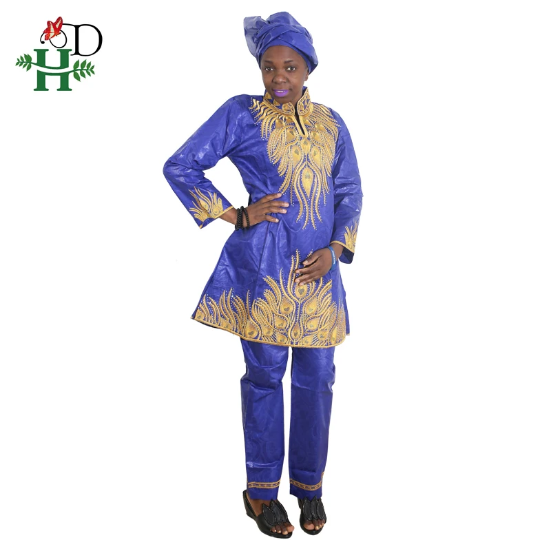 H & D Бесплатная доставка Мода 2019 Новая африканская одежда Базен для леди брюки 3 шт