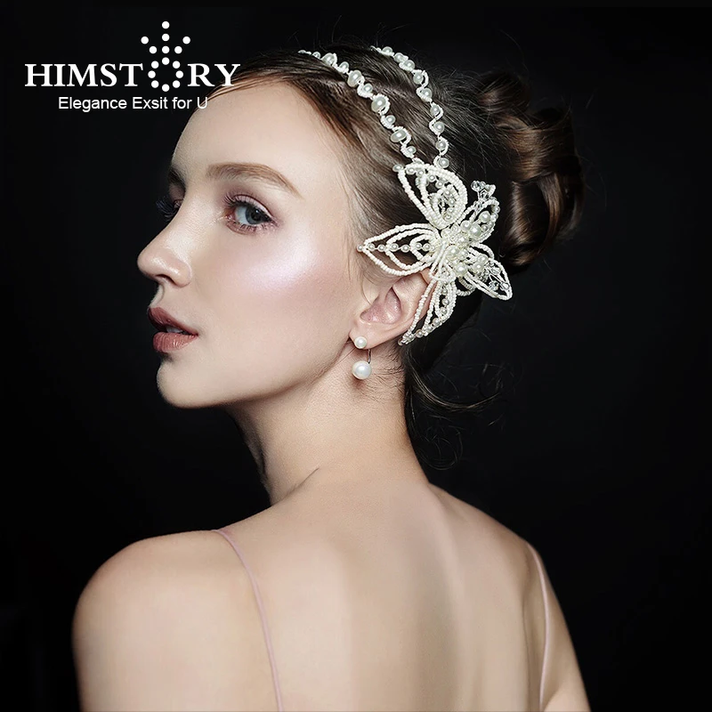 

Himstory Handmade Crystal Beads Bridal Hairband DIY Flower Wedding Hair Accessories Beaded Prom Evening Hair Jewelry Hairwear