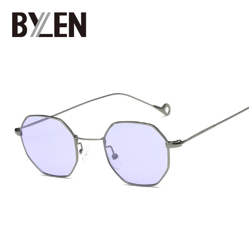 Женские солнцезащитные очки BYLEN маленькие многоугольные в металлической оправе